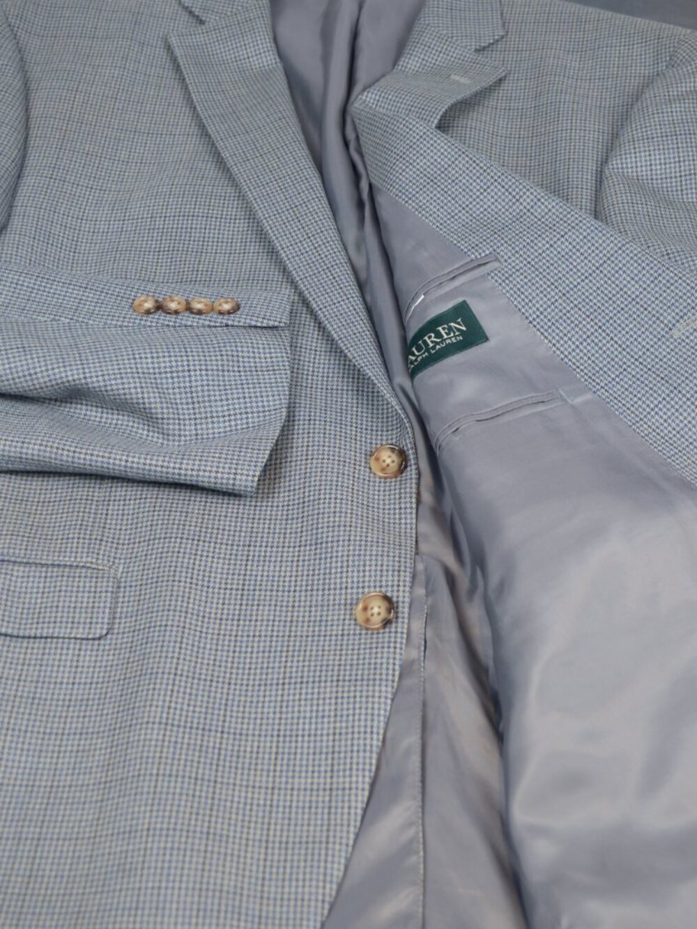 Lauren Ralph Lauren Silk Wool Sport Coat -- Blue Tan -- Size 48R